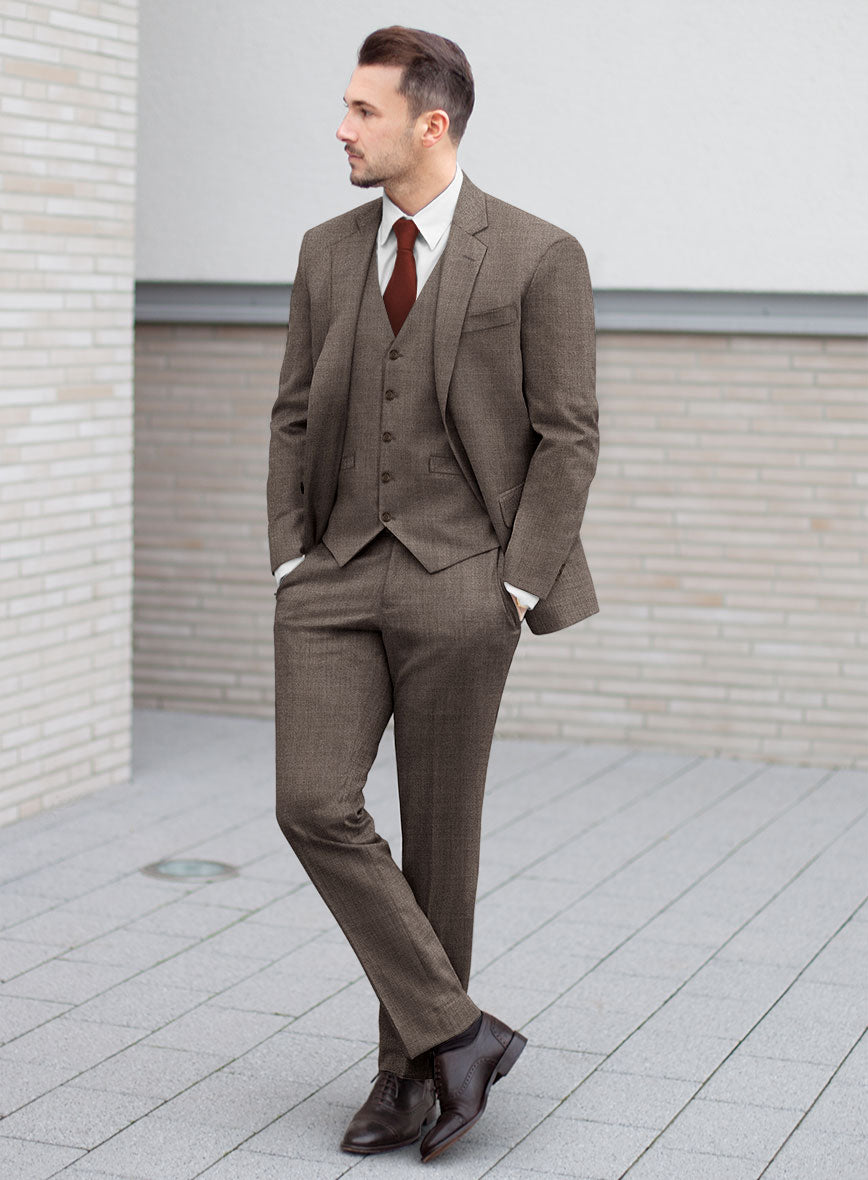 Lanificio Zegna Trofeo Mud Brown Wool Suit - StudioSuits