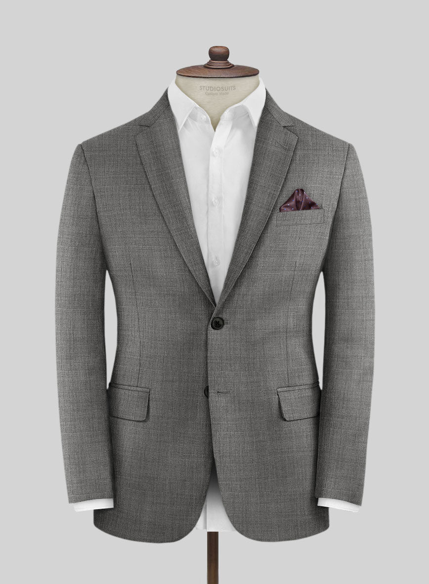 Lanificio Zegna Trofeo Sharkskin Gray Wool Jacket - StudioSuits