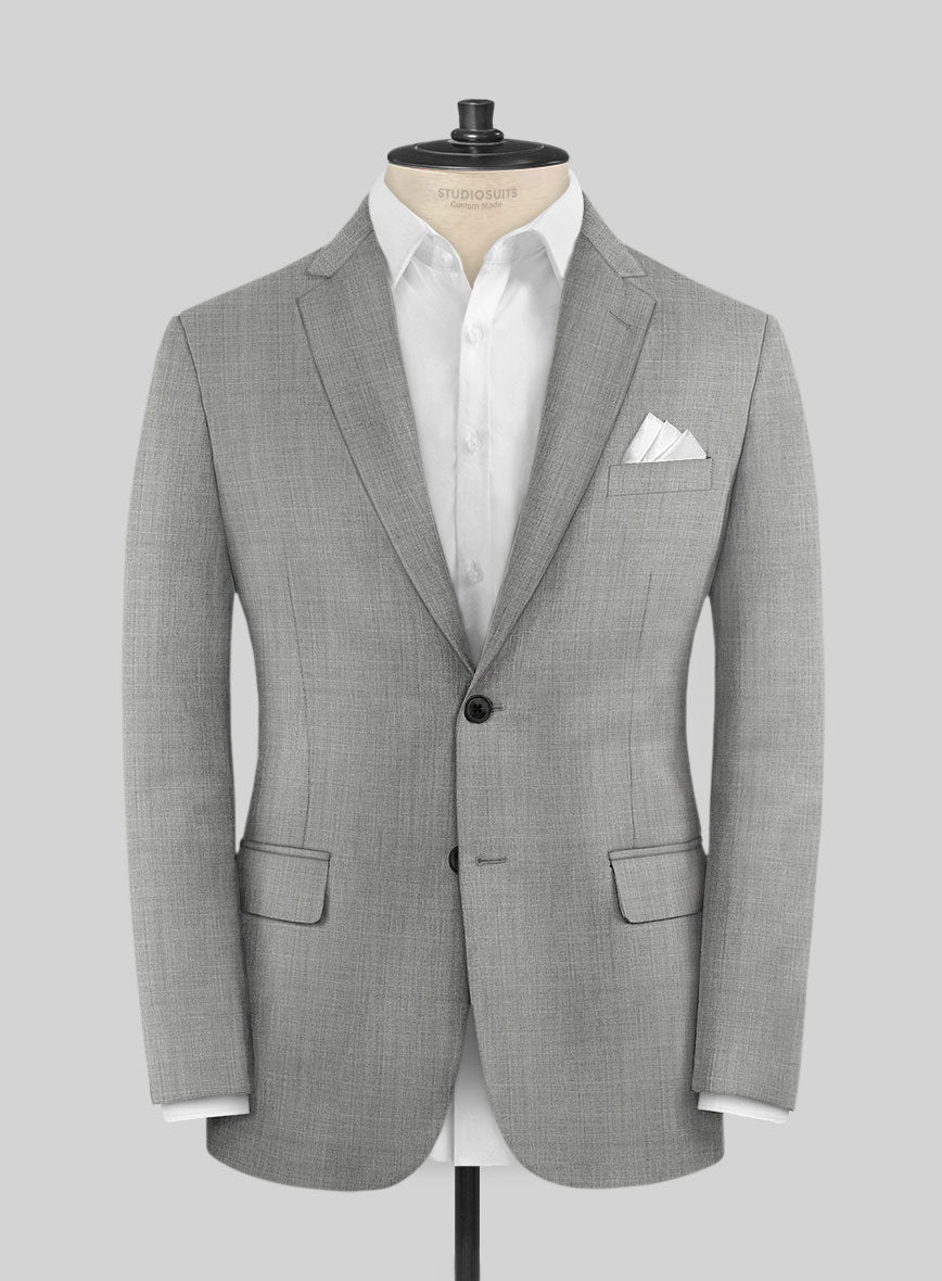 Lanificio Zegna Trofeo Sharkskin Light Gray Wool Jacket - StudioSuits