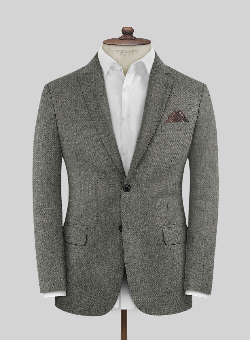 Lanificio Zegna Trofeo Sharkskin Mid Gray Wool Jacket - StudioSuits