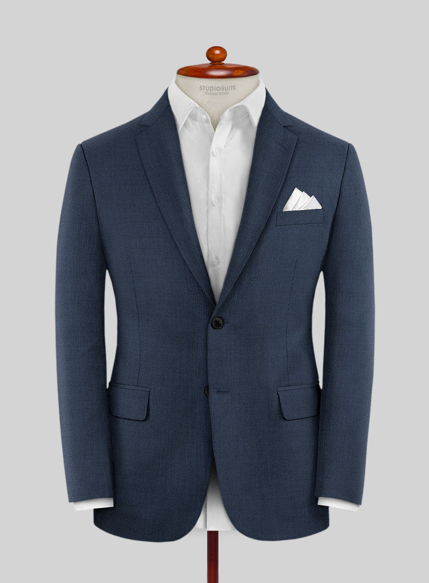 Lanificio Zegna Trofeo Sharkskin Royal Blue Wool Jacket - StudioSuits