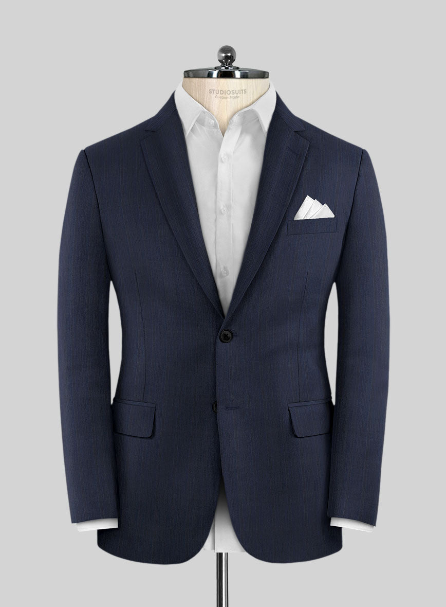 Lanificio Zegna Traveller Adiel Blue Stripe Wool Jacket - StudioSuits