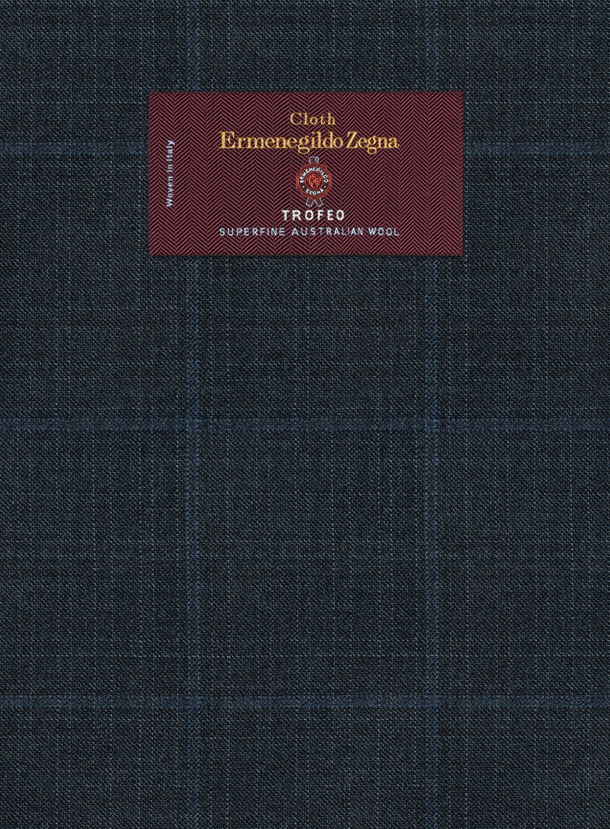 Lanificio Zegna Trofeo Bonsus Teal Blue Checks Wool Jacket - StudioSuits