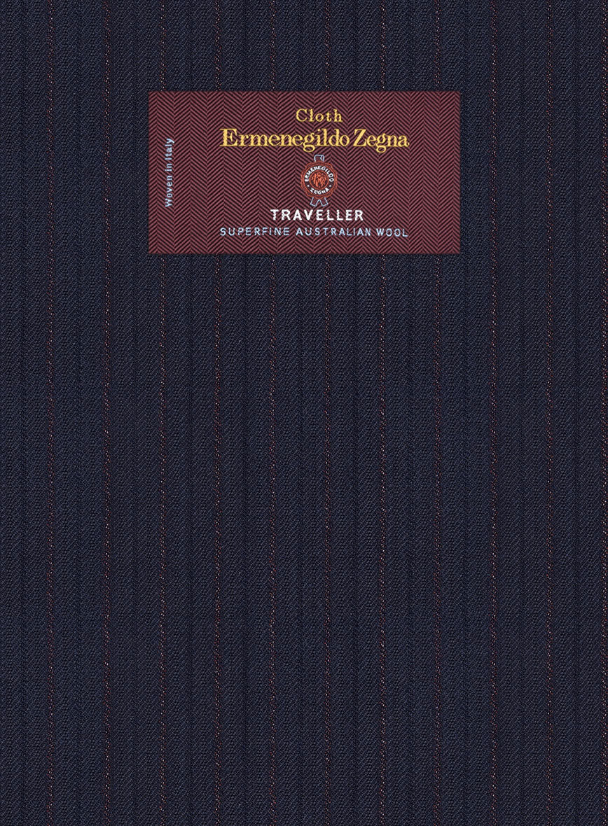 Lanificio Zegna Traveller Naquez Blue Stripe Wool Suit