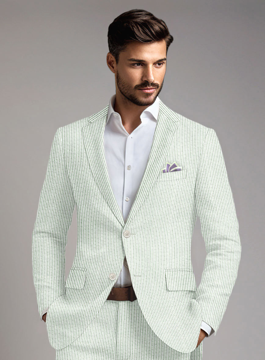 Light Green Seersucker Jacket - 42 Regular - StudioSuits