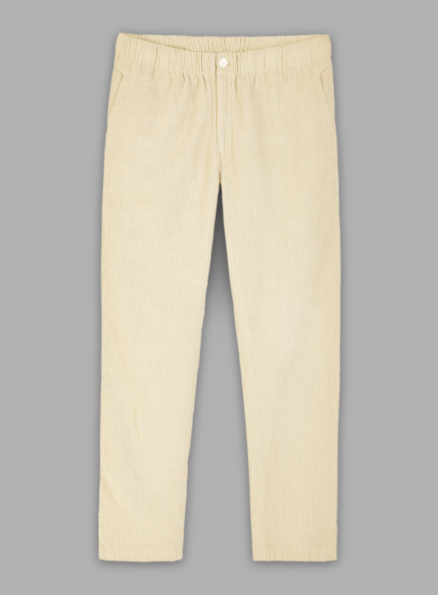 Light Beige Stretch Pin Corduroy Easy Pants - StudioSuits