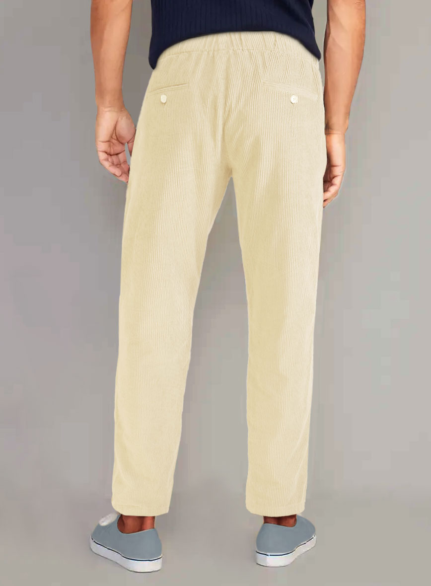 Light Beige Stretch Pin Corduroy Easy Pants - StudioSuits