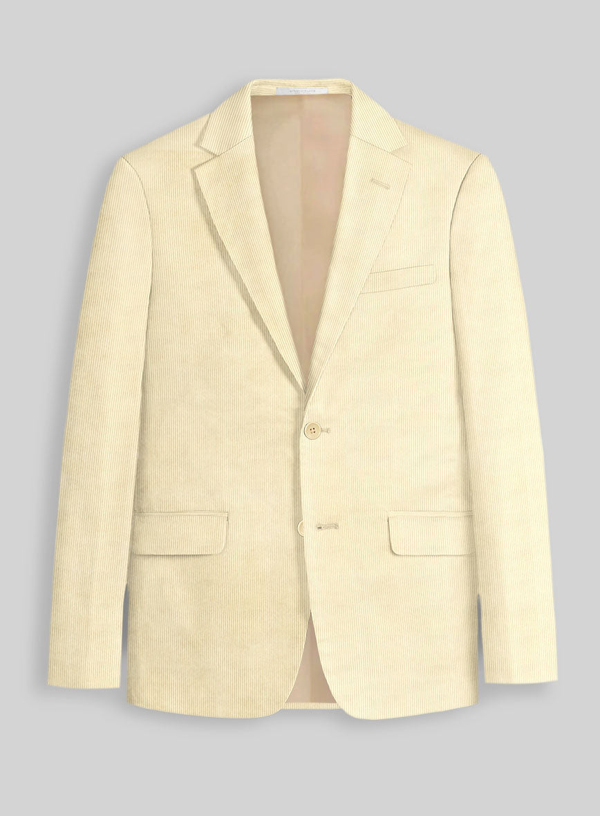 Light Beige Stretch Pin Corduroy Jacket - StudioSuits