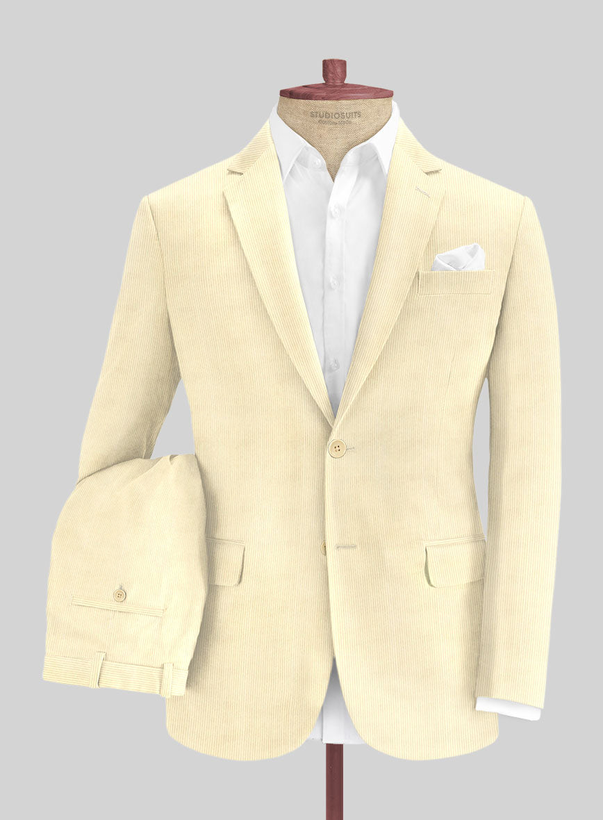 Light Beige Stretch Pin Corduroy Suit - StudioSuits