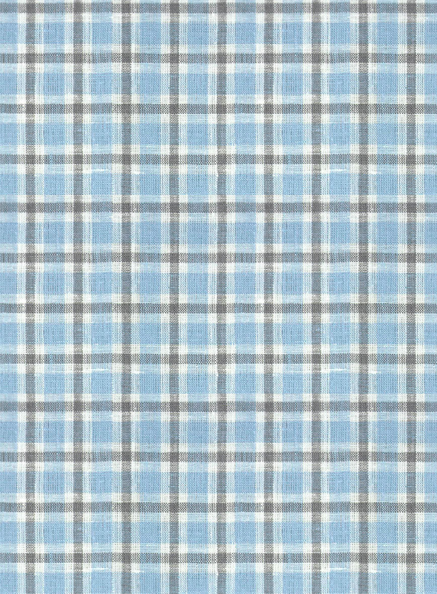 Light Blue Checks Linen Shirt - StudioSuits