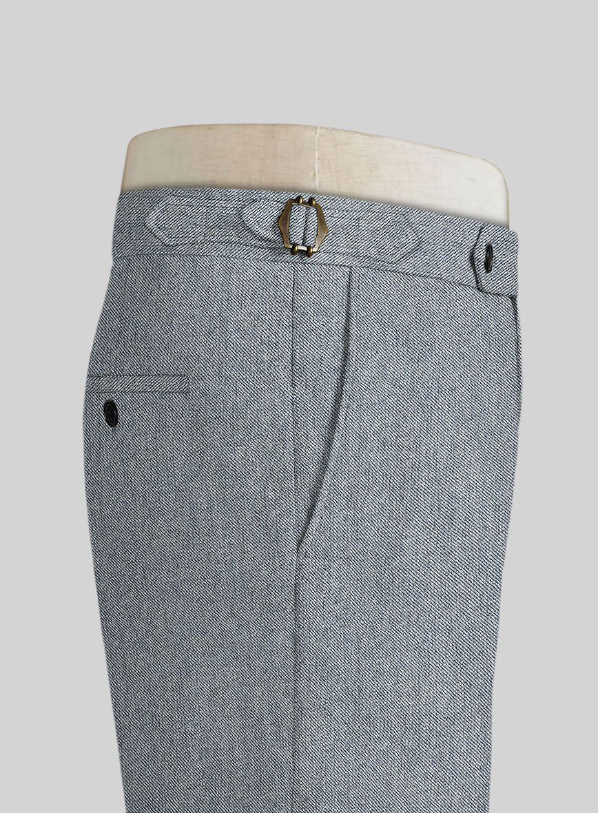 Light Blue Denim Highland Tweed Trousers - StudioSuits