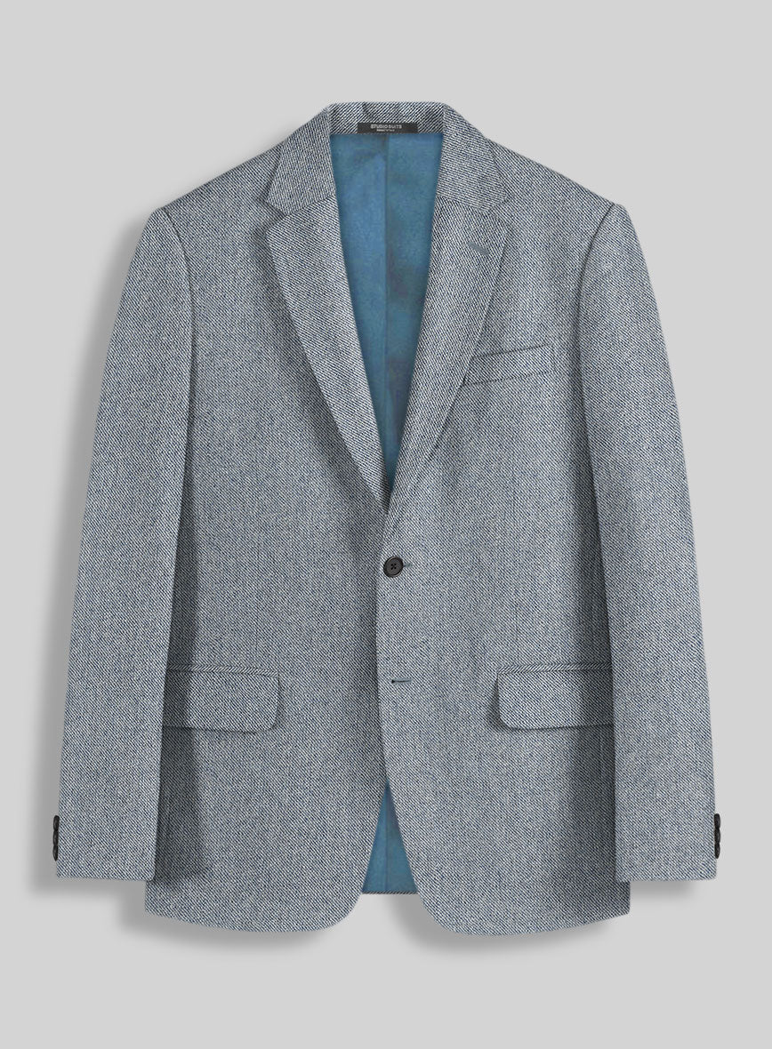 Light Blue Denim Tweed Jacket - StudioSuits