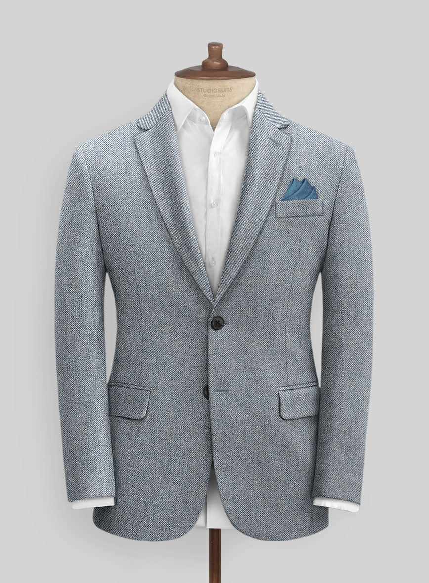 Light Blue Denim Tweed Jacket - StudioSuits