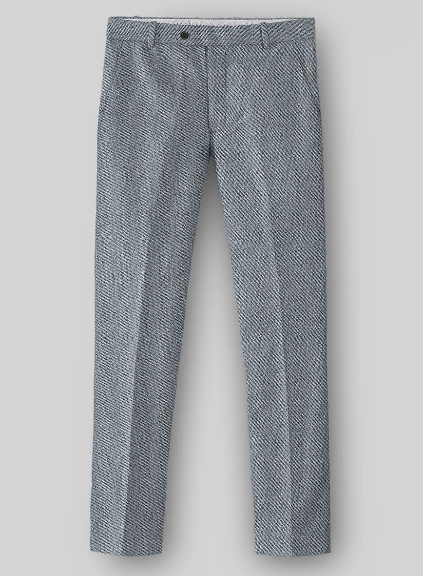 Light Blue Denim Tweed Pants - StudioSuits