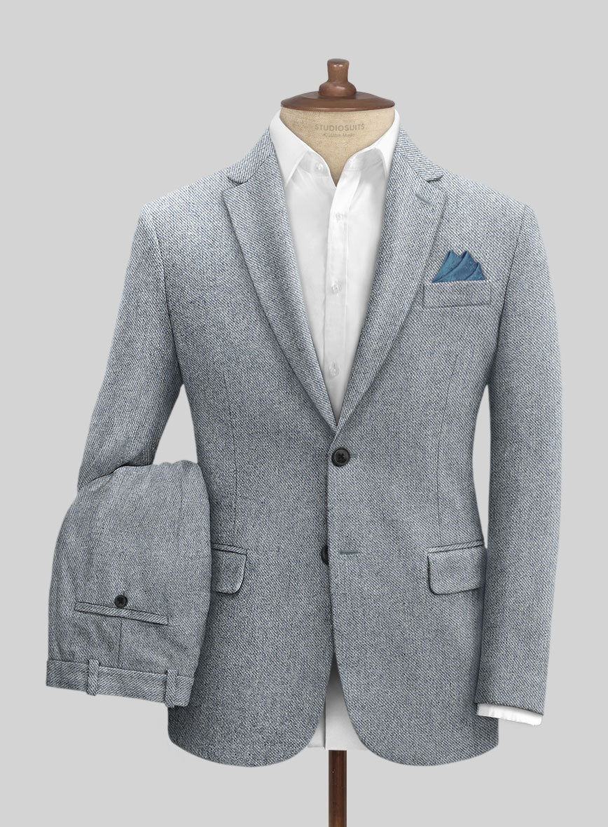 Light Blue Denim Tweed Suit – StudioSuits