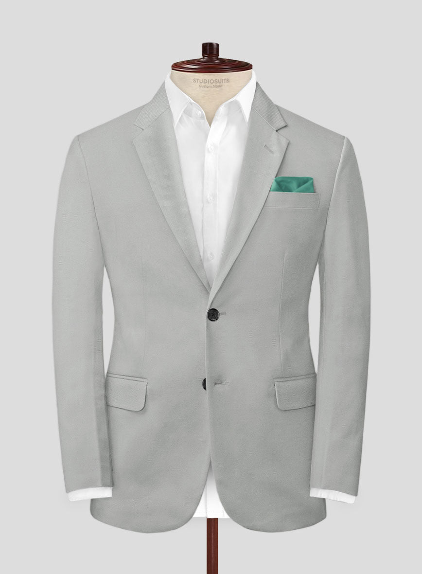 Light Gray Feather Cotton Canvas Stretch Jacket - StudioSuits