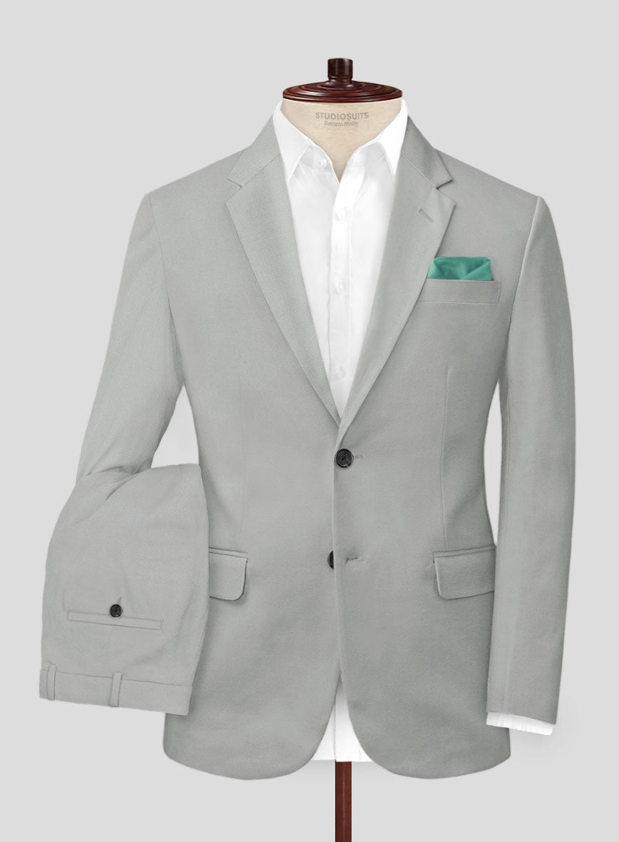 Light Gray Feather Cotton Canvas Stretch Suit - StudioSuits