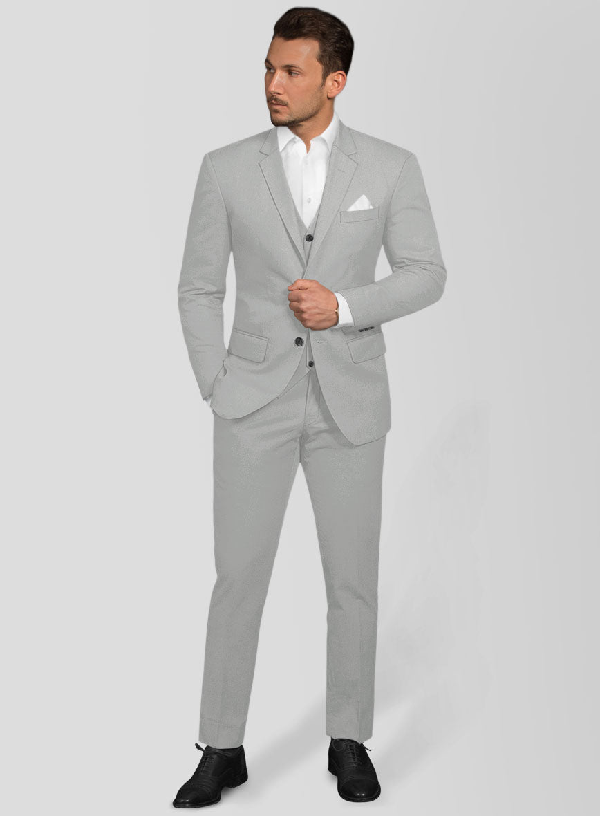 Light Gray Feather Cotton Canvas Stretch Suit - StudioSuits