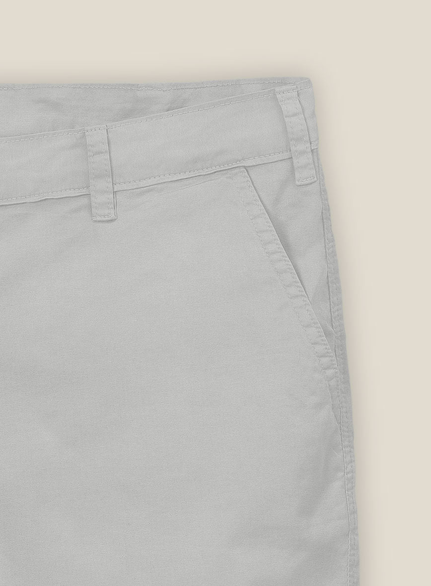 Light Gray Stretch Chino Shorts - StudioSuits