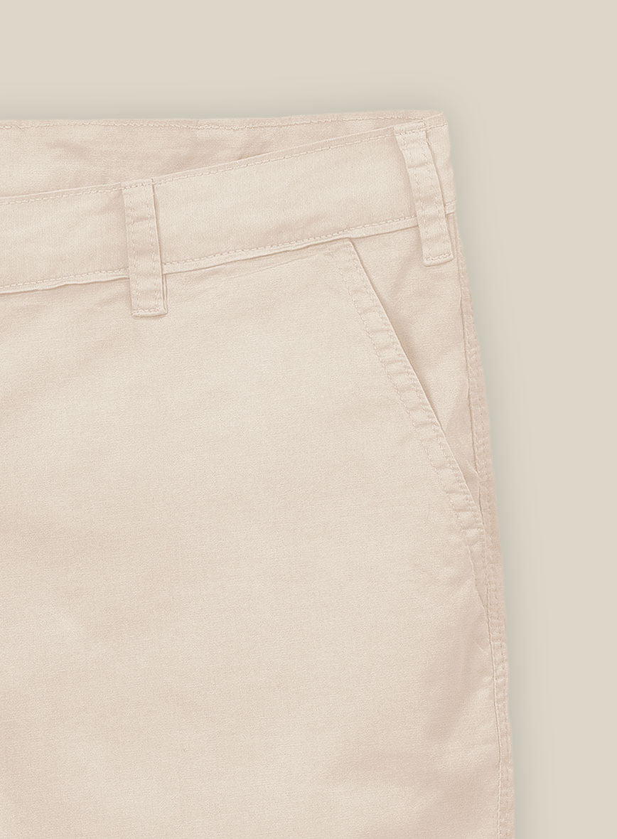 Light Khaki Stretch Chino Shorts - StudioSuits