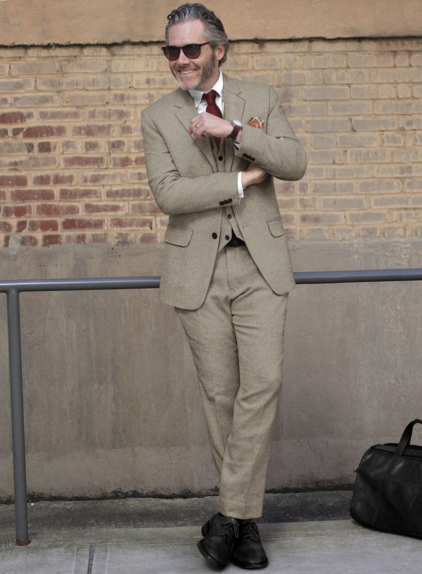 Light Weight Light Brown Tweed Suit - StudioSuits