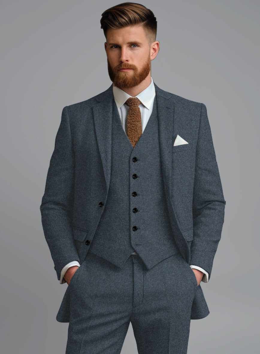 Light Weight Bond Blue Tweed Jacket - StudioSuits