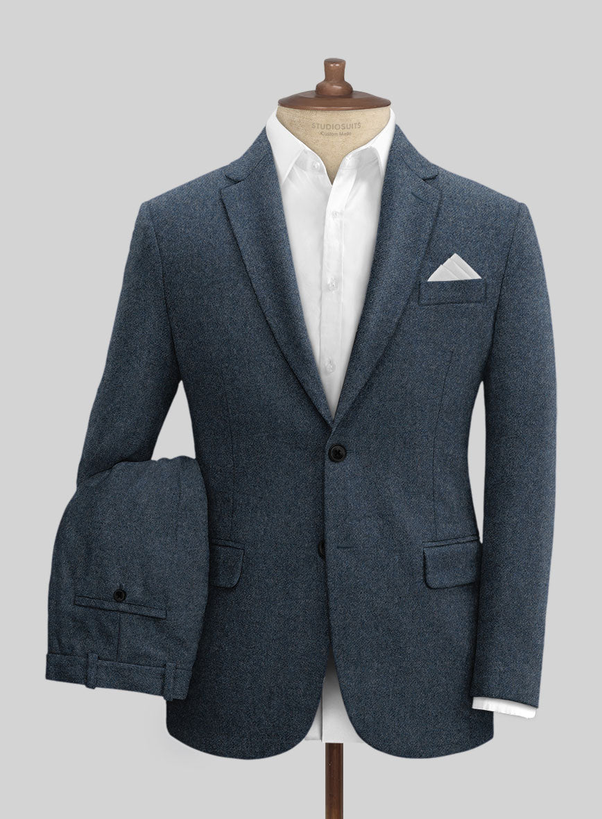 Light Weight Bond Blue Tweed Suit - StudioSuits