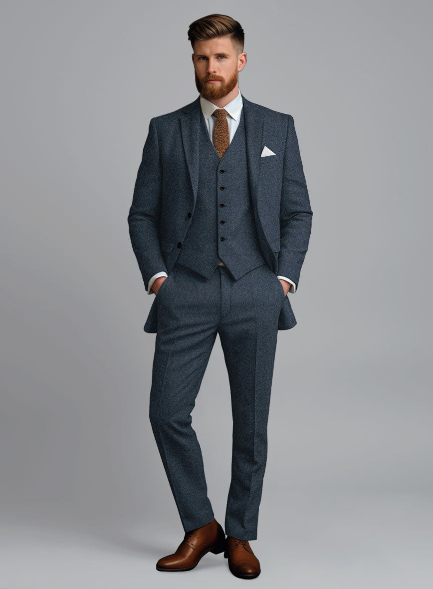 Light Weight Bond Blue Tweed Suit - StudioSuits