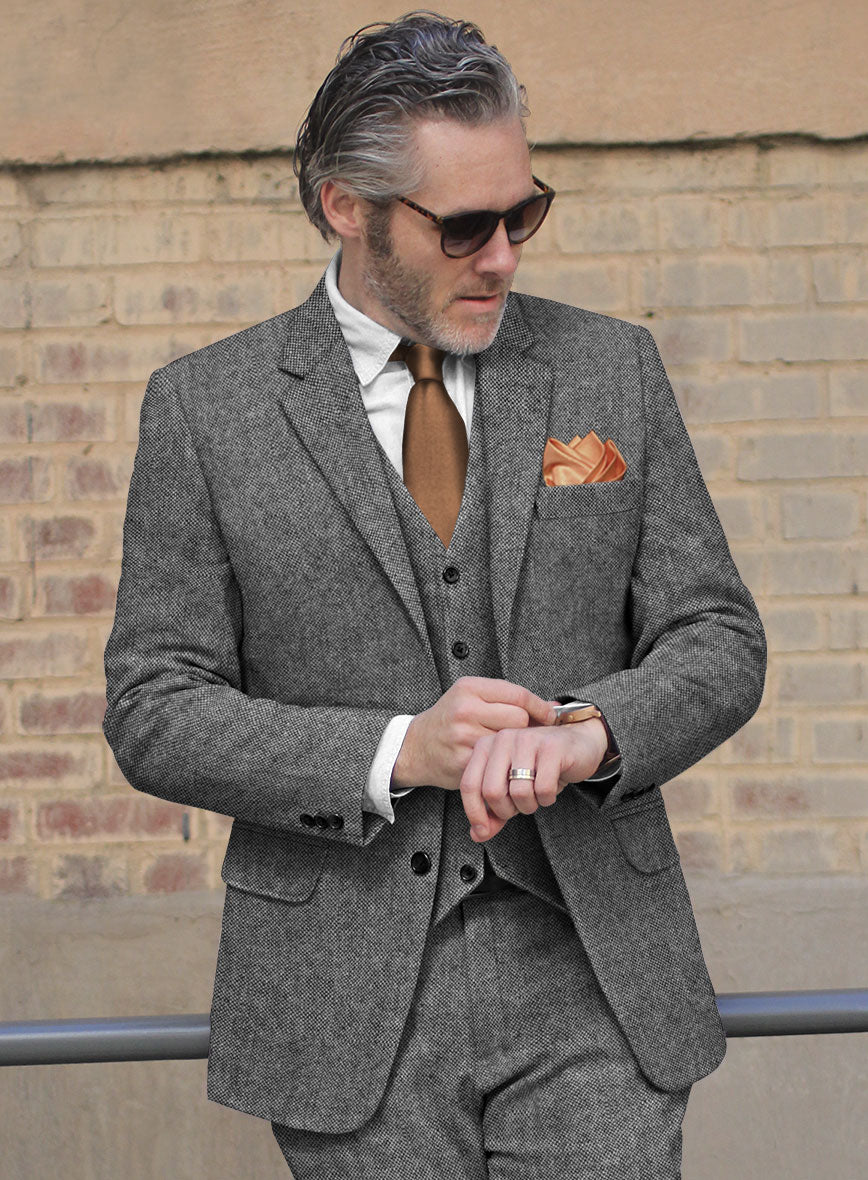 Light Weight Dark Gray Tweed Jacket StudioSuits