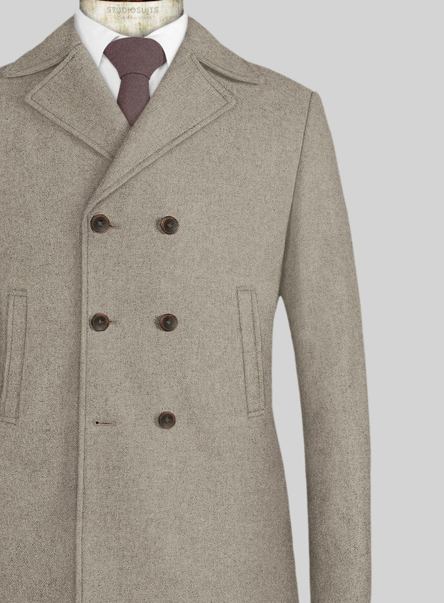 Light Weight Light Brown Tweed Pea Coat