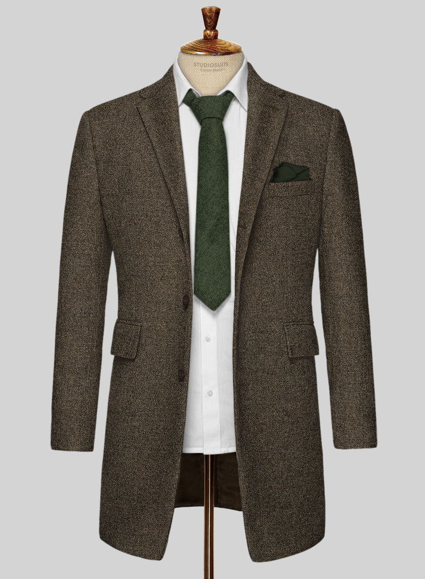 Light Weight Rust Brown Tweed Overcoat - StudioSuits