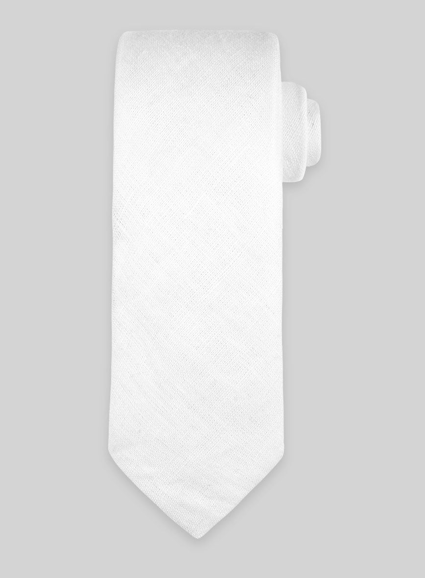 Linen Tie - Pure White - StudioSuits