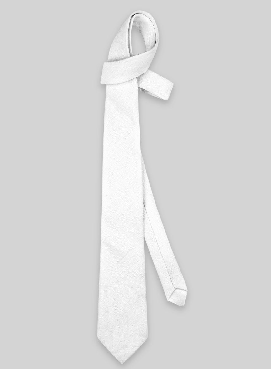 Linen Tie - Pure White - StudioSuits