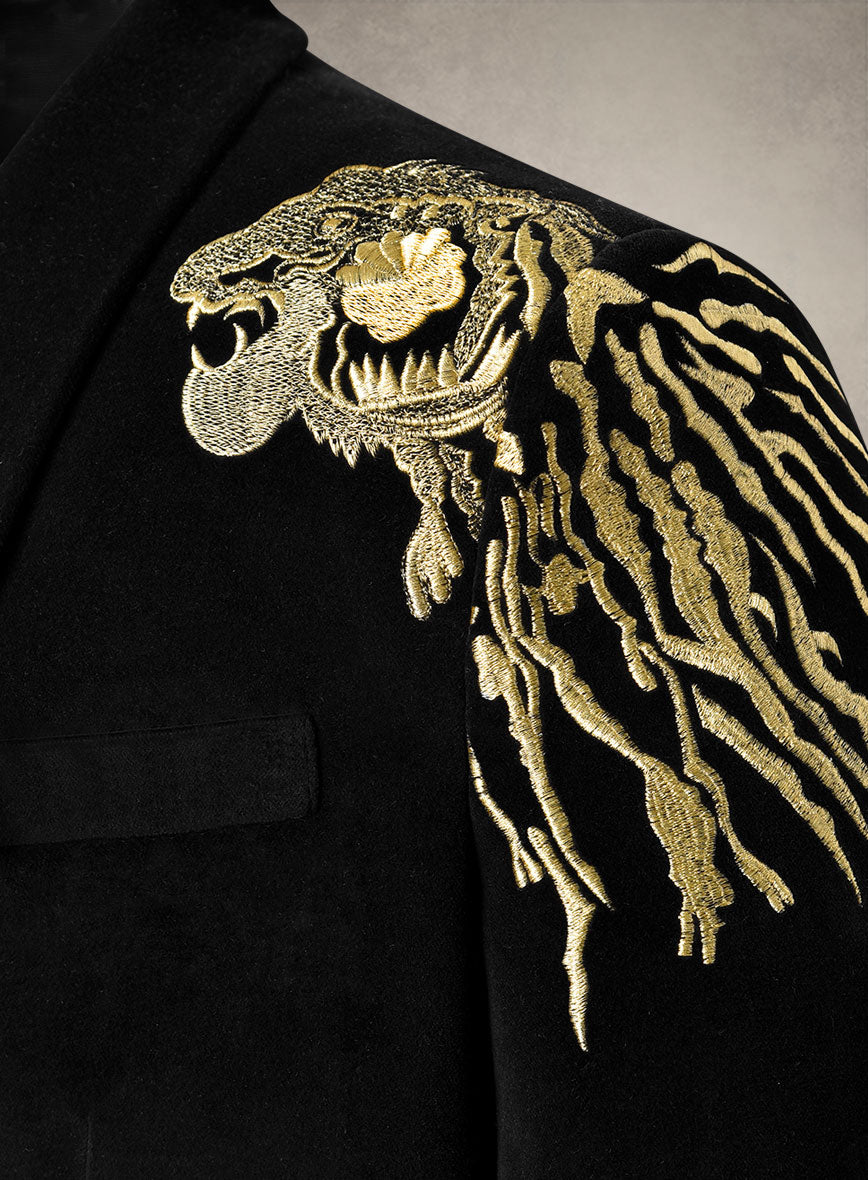 Popular Velvet dinner jacket with golden embroidery