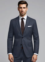 London Loom Navy Blue Abelardo Wool Silk Linen Suit - StudioSuits