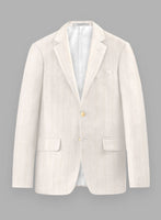 London Loom Beige Herringbone Wool Silk Linen Suit - StudioSuits