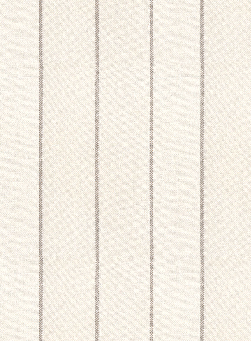 London Loom Beige Stripe Wool Silk Linen Jacket - StudioSuits