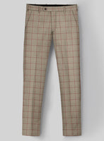 London Loom Beige Windowpane Wool Silk Linen Suit - StudioSuits