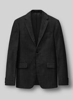 London Loom Black Twill Wool Silk Linen Jacket - StudioSuits