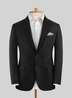 London Loom Black Twill Wool Silk Linen Jacket - StudioSuits