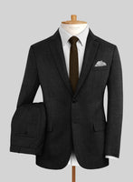 London Loom Black Twill Wool Silk Linen Suit - StudioSuits