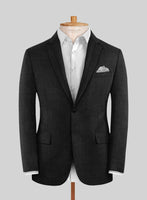 London Loom Black Twill Wool Silk Linen Suit - StudioSuits