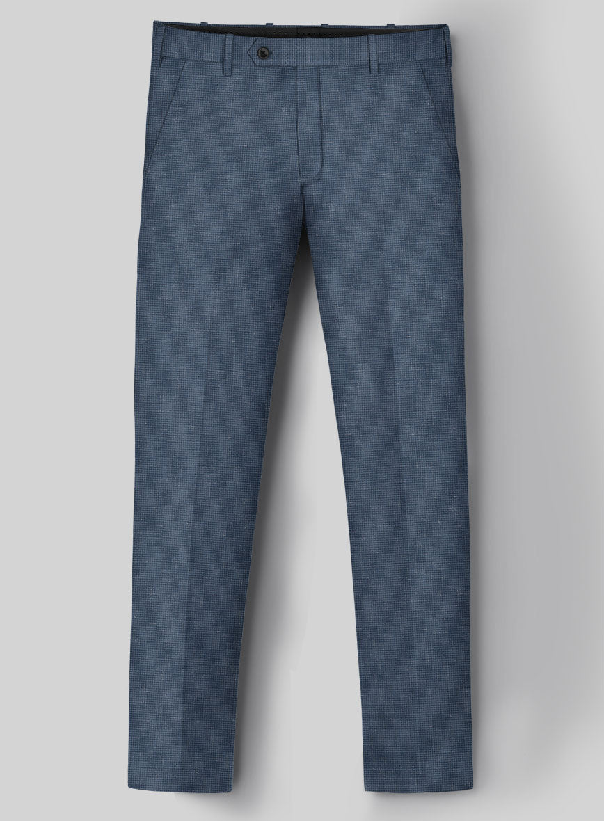 London Loom Blue Abelardo Wool Silk Linen Pants - StudioSuits