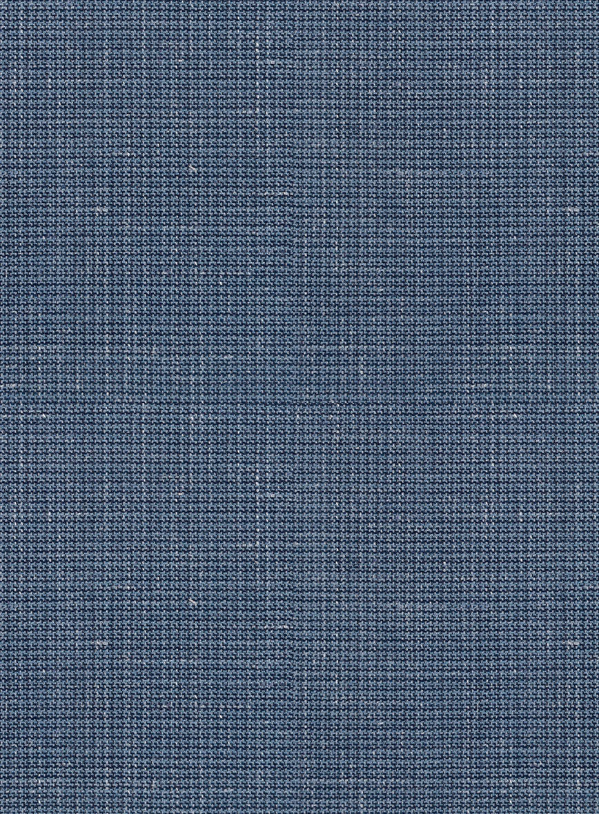 London Loom Blue Abelardo Wool Silk Linen Pants - StudioSuits