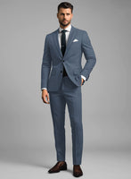 London Loom Blue Abelardo Wool Silk Linen Suit - StudioSuits