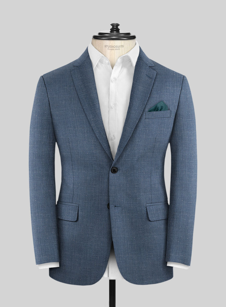 London Loom Blue Abelardo Wool Silk Linen Suit - StudioSuits