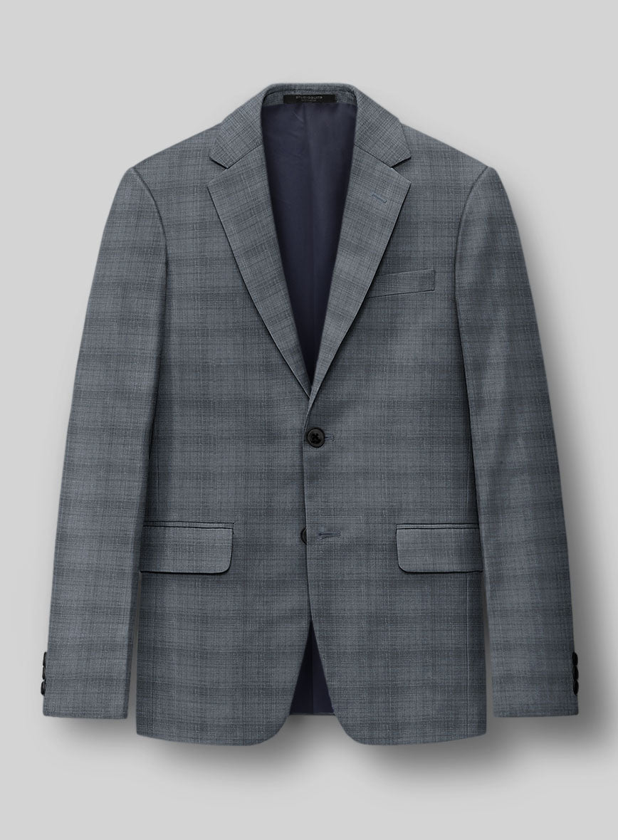 London Loom Blue Bruna Wool Silk Linen Jacket - StudioSuits