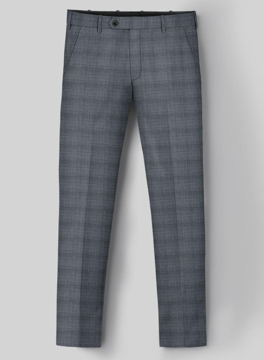 London Loom Blue Bruna Wool Silk Linen Pants - StudioSuits