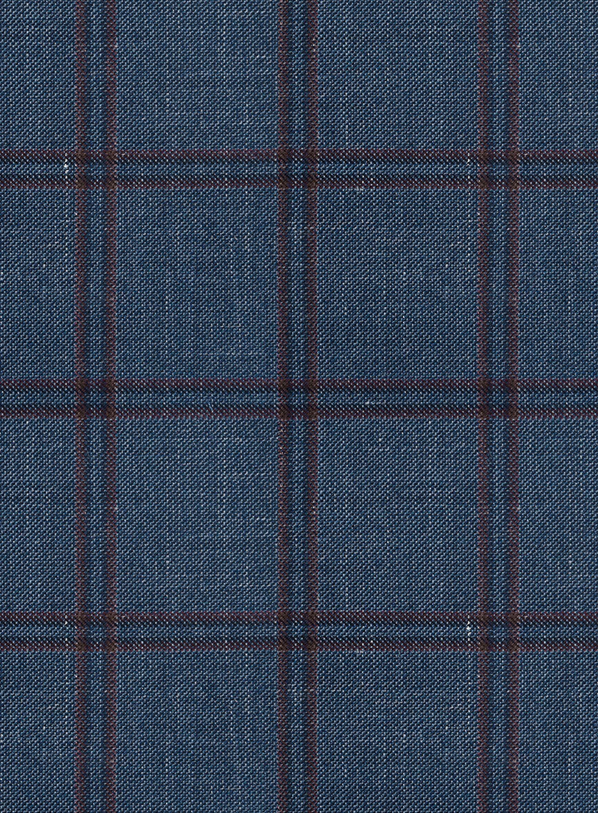 London Loom Blue Check Wool Silk Linen Jacket - StudioSuits