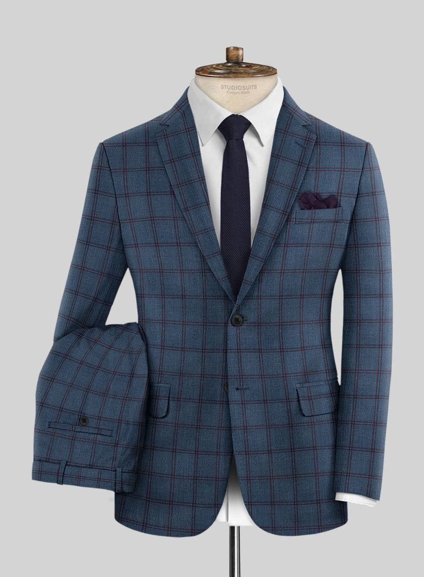 London Loom Blue Check Wool Silk Linen Suit – StudioSuits